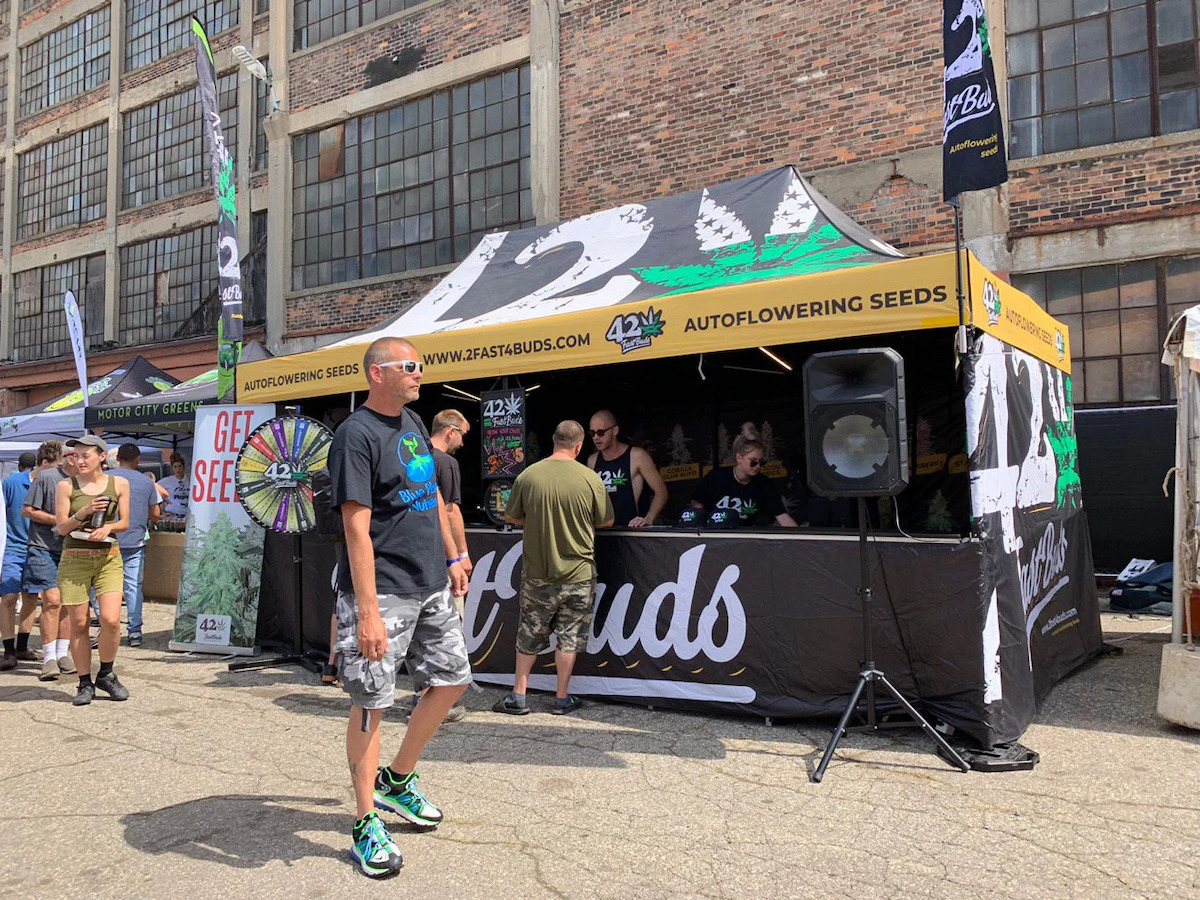 A custom cannabis tent at an industry event