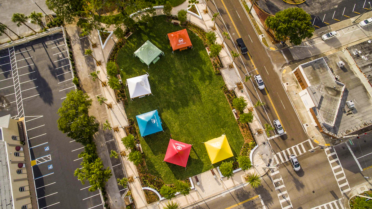 Overhead of church tents