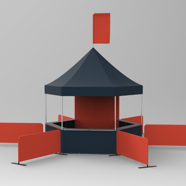 A rendering of a potential setup for a 10x10 MONARCHHEX.” style=