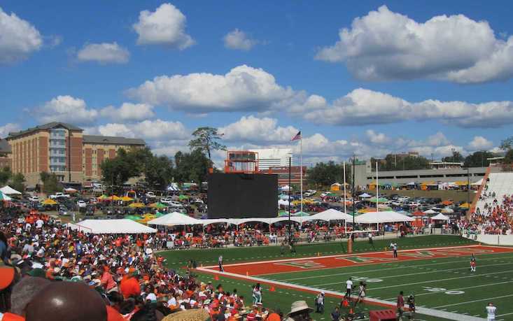 Before photo of FAMU tent solution using rental structures