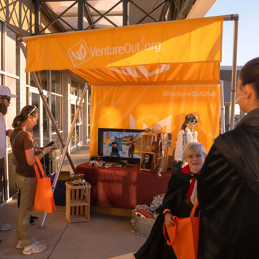 A market stall tent for Venture Out Utah