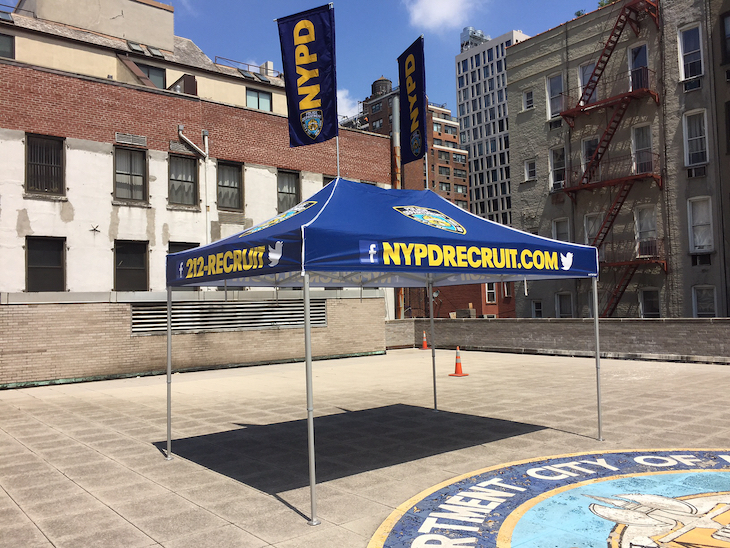 A pop-up recruitment center for the NYPD