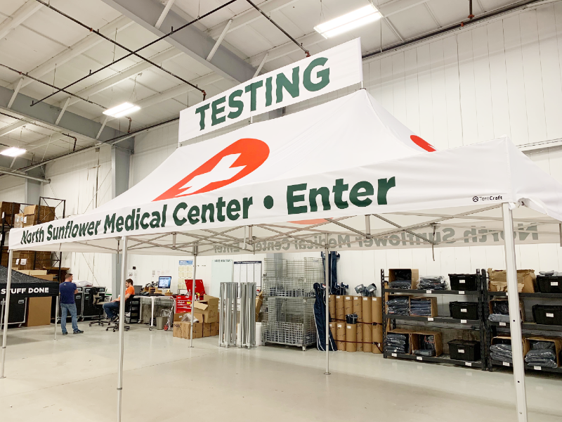 a medical testing tent for North Sunflower Medical Center