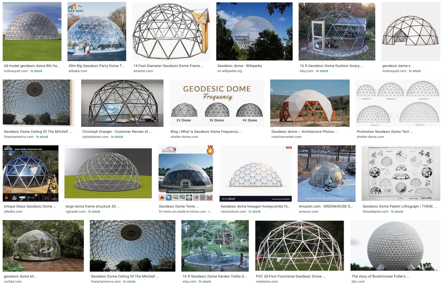 geodesic dome image search results in Google