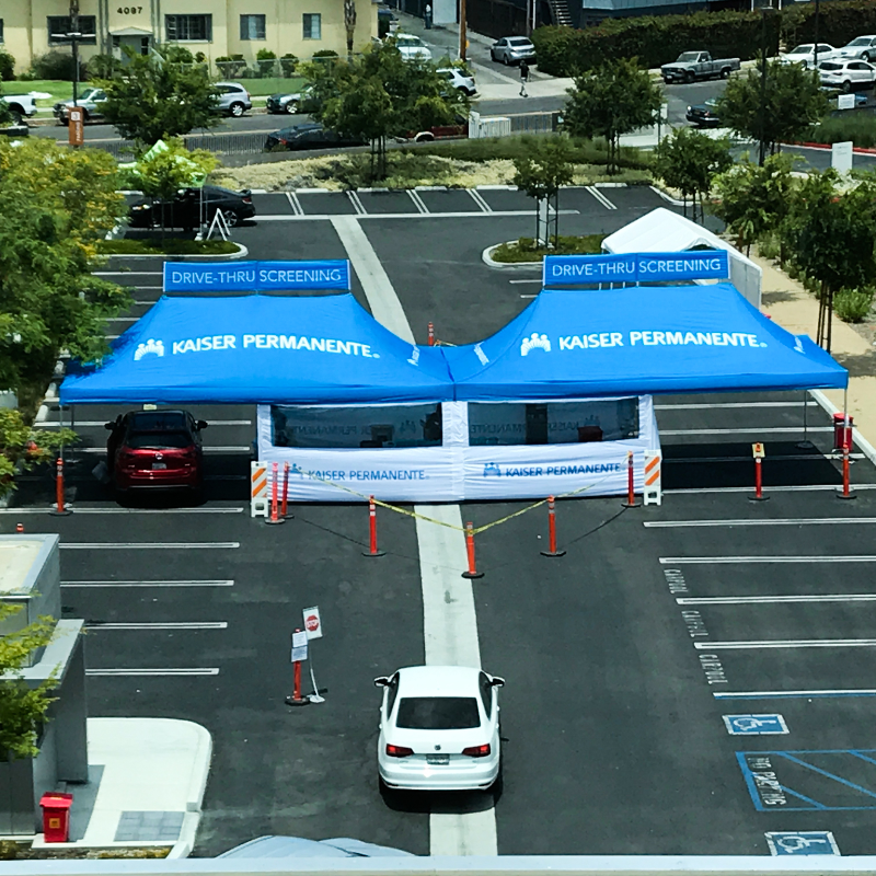 Kaiser Medical drive-thru Covid screening tent