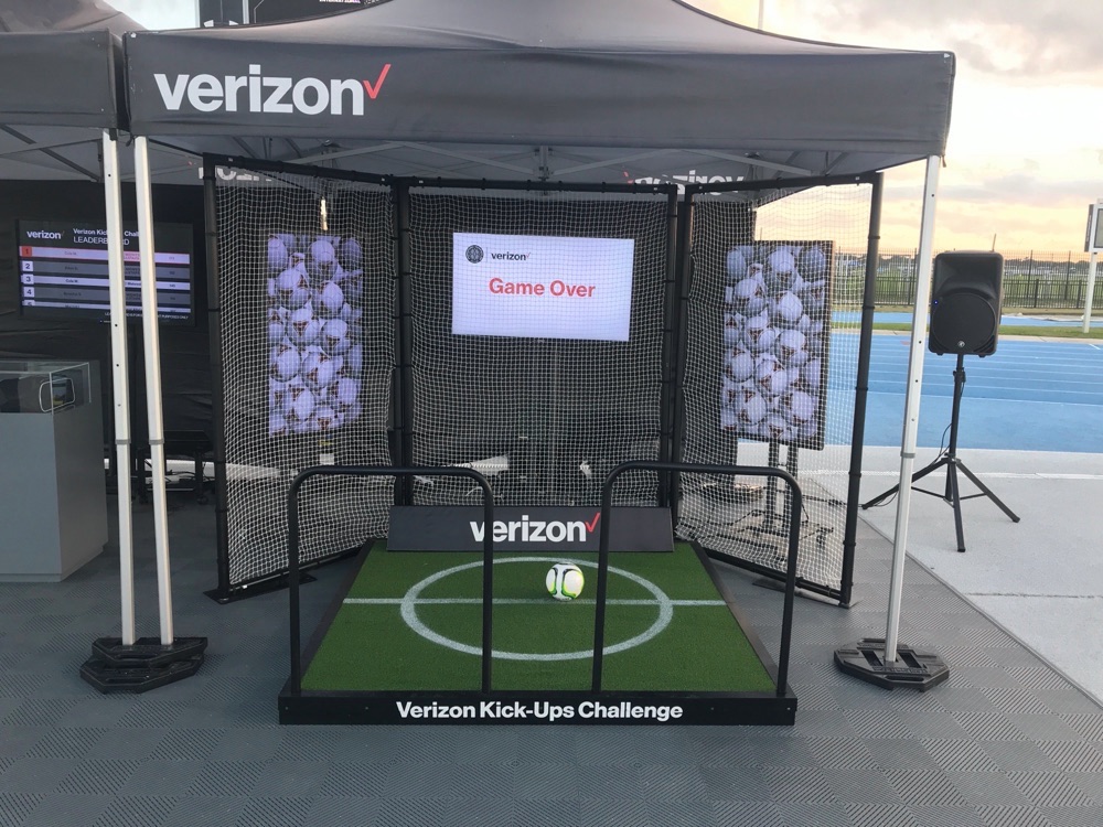 custom tent and interactive soccer experience for Verizon