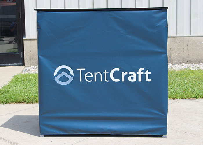 A custom printed podium