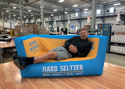 A custom printed inflatable chair