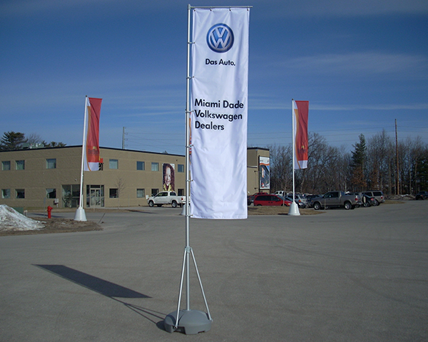 Custom printed wind dancer event flags.