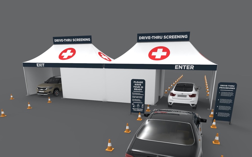 Drive-thru tents for coronavirus screening