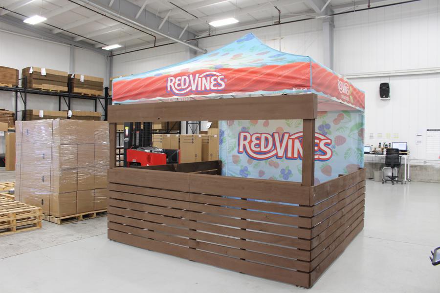 custom popup tent setup for Red Vines