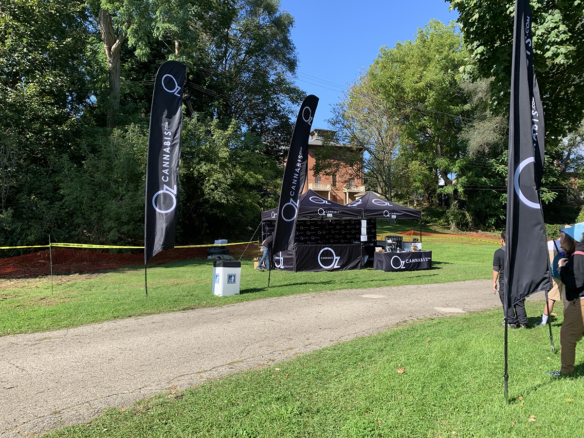 Oz Cannabis Custom Tent and Flags