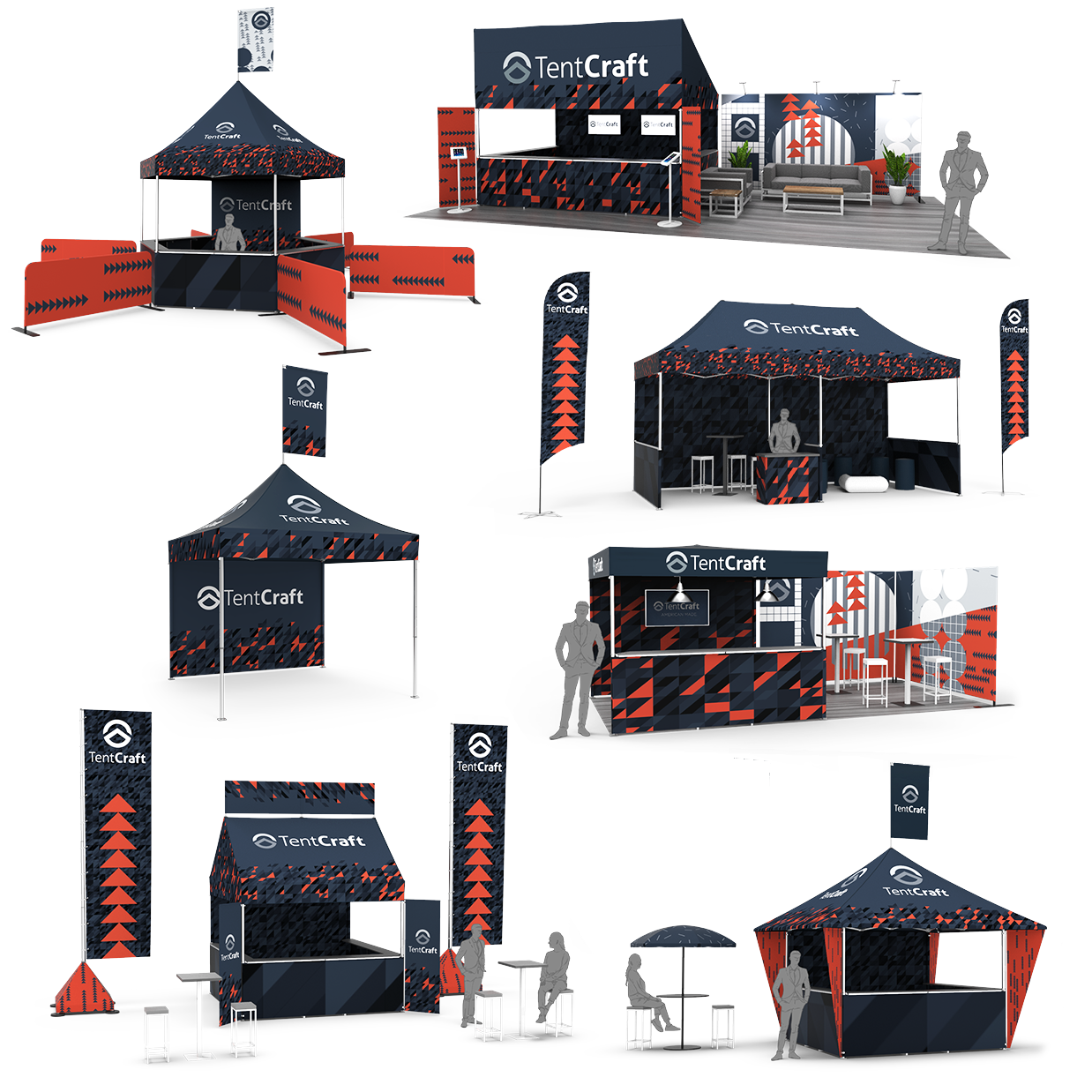 Renderings of canopy designs across the heavy-duty MONARCHTENT collection.