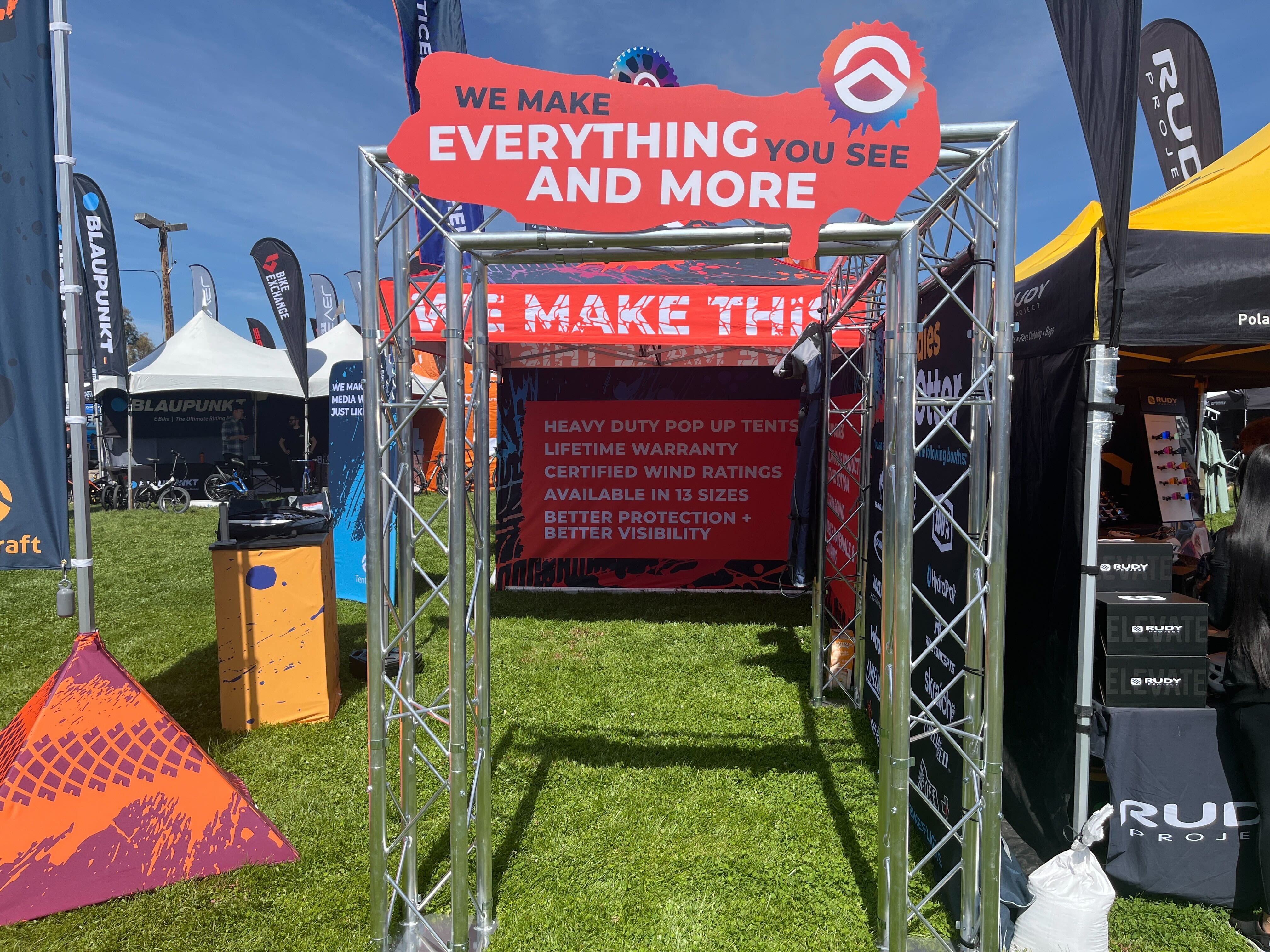 TentCraft 2023 Sea Otter Classic Setup With Lollipop and On-tent Rigid Signs