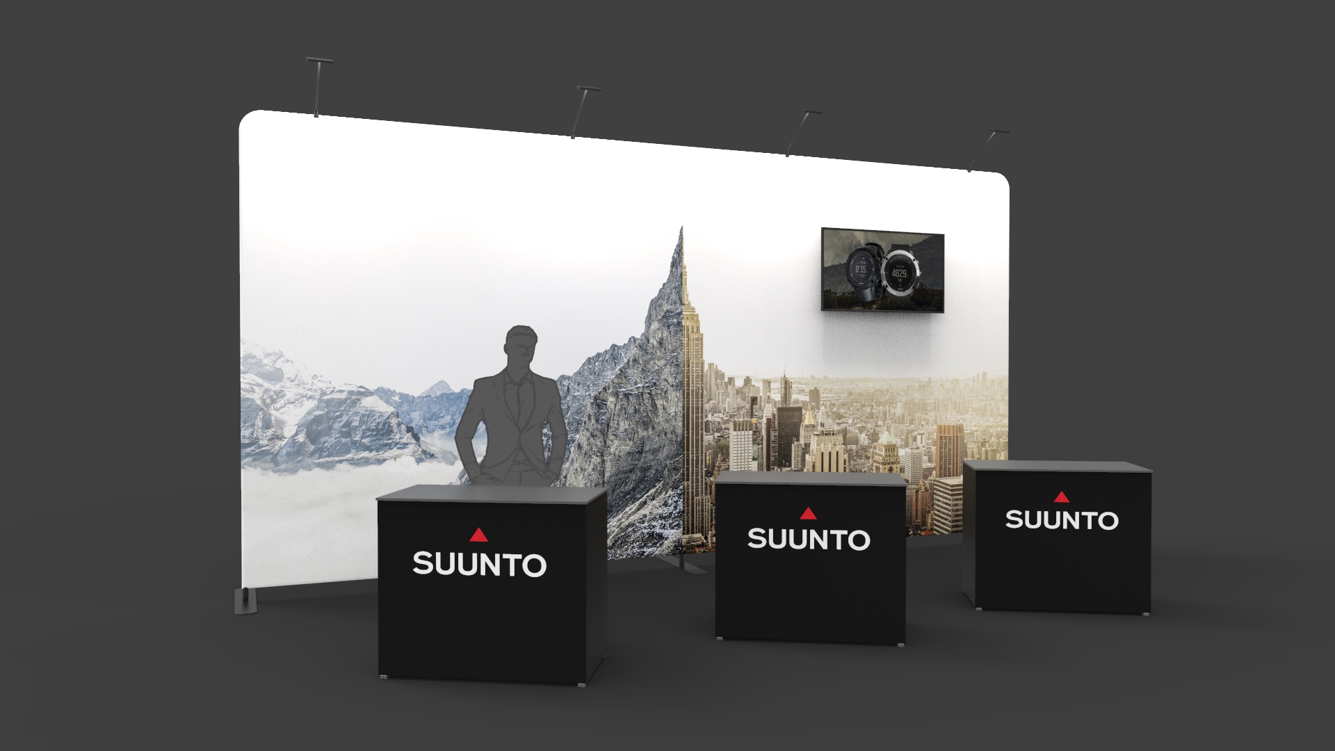 Suunto Media Wall With Attached TV and mightyTABLEs